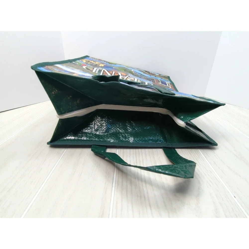 Ireland zippered top plastic coated Shopping Bag Green Carrolls Irish Gifts